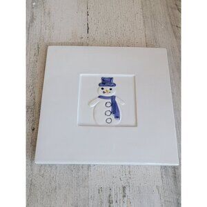 Crate Barrel snowman trivet‎ tile ceramic home decor xmas